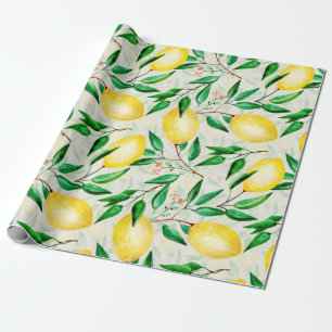 Nahtlose Fruchtmuster in Aquarellfarben. Zitronen Geschenkpapier