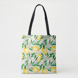 Nahtlose Fruchtmuster in Aquarellfarben. Zitronen Tasche