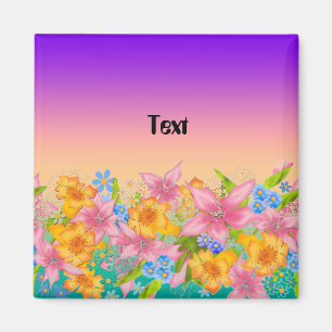Nahtlose Frühlingsblumen Blume rosa gelb orange Magnet