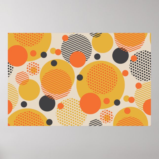 Nahtlose Geometrie des Kreises im Retro-60er Poster (Vorne)