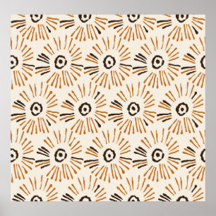 Nahtlose geometrische Batik-Blumenmuster im Herbst Poster