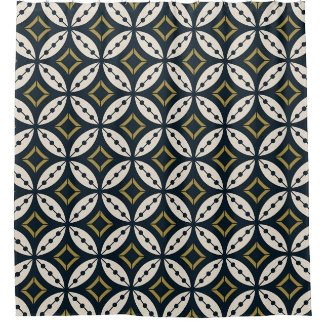 Nahtlose geometrische Blume: buntes Muster. Duschvorhang (Vorderseite)