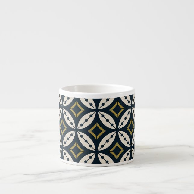 Nahtlose geometrische Blume: buntes Muster. Espressotasse (Vorderseite)