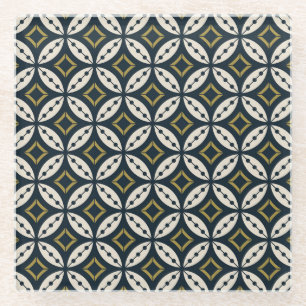 Nahtlose geometrische Blume: buntes Muster. Glasuntersetzer