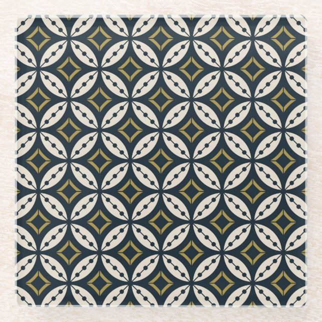 Nahtlose geometrische Blume: buntes Muster. Glasuntersetzer (Vorderseite)