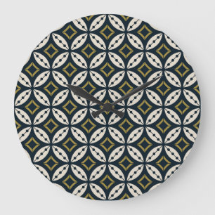Nahtlose geometrische Blume: buntes Muster. Große Wanduhr