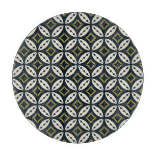 Nahtlose geometrische Blumen: farbenfrohes Muster. Schneidebrett