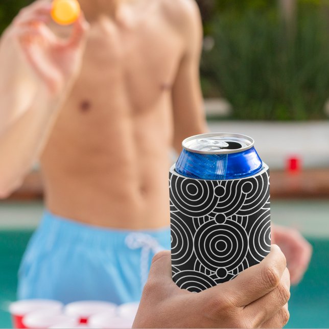 Nahtlose geometrische Kreise Dosenkühler (white geometric circles cooler)