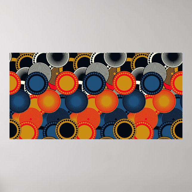 Nahtlose geometrische Muster im Retrostil in Kreis Poster (Vorne)