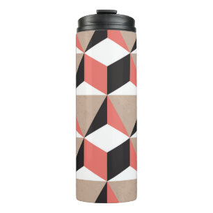 Nahtlose Geometrische Schwarz-weiße Coral 3D Form Thermosbecher