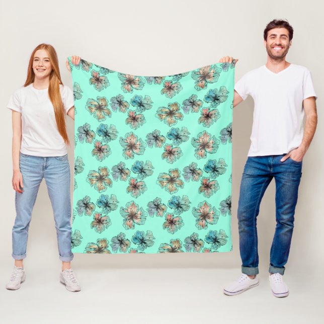 Nahtlose gezeichnete Blume abstrakt modern pa Fleecedecke (Beispiel)