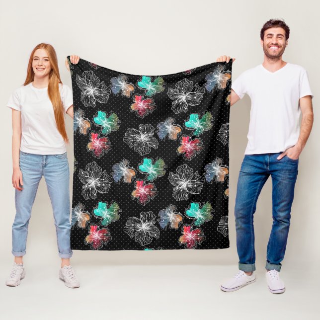 Nahtlose gezeichnete Blume abstrakt modern pa Fleecedecke (Beispiel)