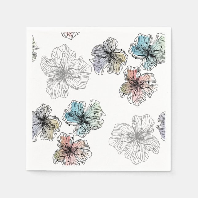 Nahtlose gezeichnete Blume abstrakt modern pa Serviette (Vorderseite)
