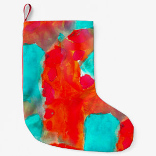 Nahtlose Giraffe, blau, orange Aquarellkünstler Kleiner Weihnachtsstrumpf