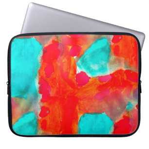 Nahtlose Giraffe, blau, orange Wasserfarbe Künstle Laptopschutzhülle