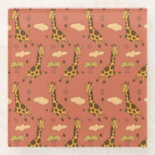 Nahtlose Giraffe Muster Vintage Illustration Glasuntersetzer
