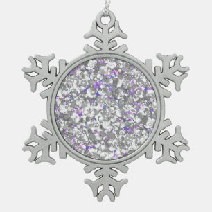 Nahtlose Glitzer-Sequenzen glänzen silberviolettes Schneeflocken Zinn-Ornament