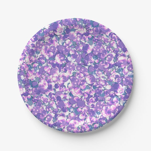 Nahtlose Glitzer-Sequenzer funkelndes violettes Si Pappteller (Vorderseite)