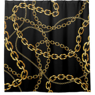 Nahtlose goldene Kette, elegantes Muster. Duschvorhang
