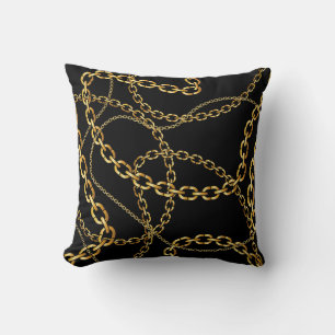 Nahtlose goldene Kette, elegantes Muster. Kissen