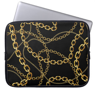 Nahtlose goldene Kette, elegantes Muster. Laptopschutzhülle