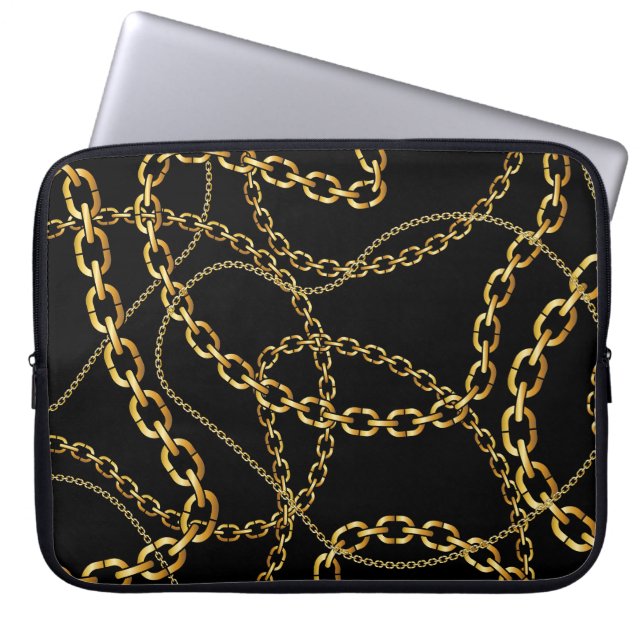 Nahtlose goldene Kette, elegantes Muster. Laptopschutzhülle (Vorderseite)