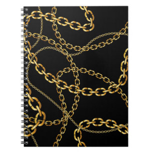Nahtlose goldene Kette, elegantes Muster. Notizblock