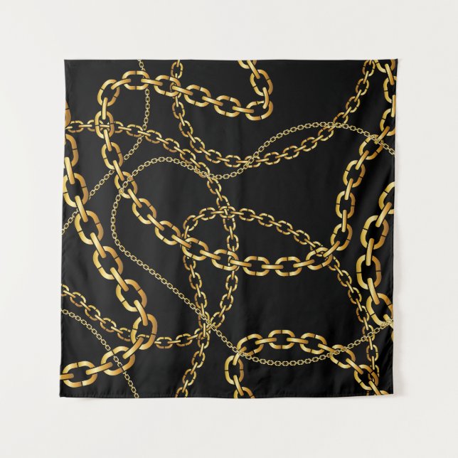 Nahtlose goldene Kette, elegantes Muster. Wandteppich (Vorderseite)