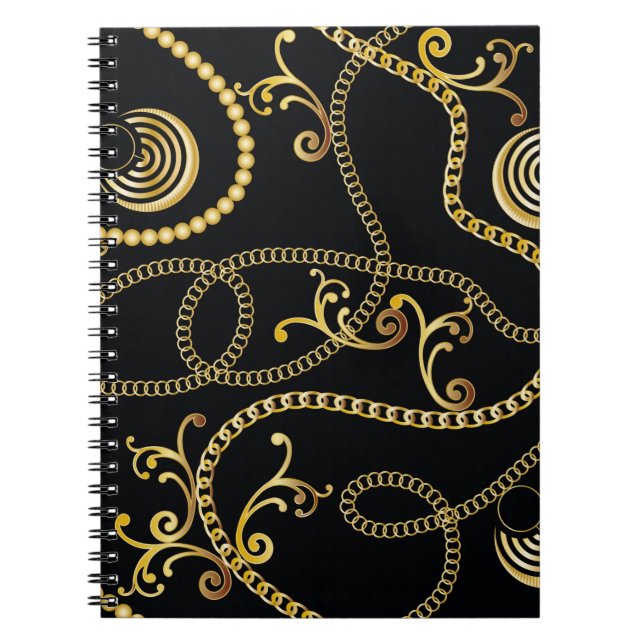 Nahtlose goldene Kettenmode, Illustrati Notizblock (Vorderseite)