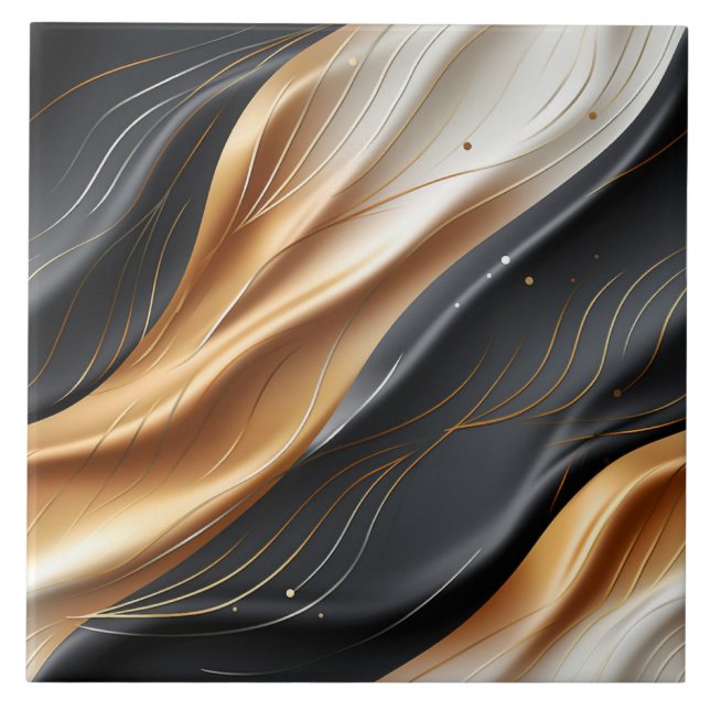 Nahtlose goldene und schwarze Seidenstoffe Fliese (Vorderseite)