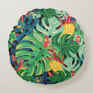 Nahtlose Grafik mit Blätter monstera und Rundes Kissen