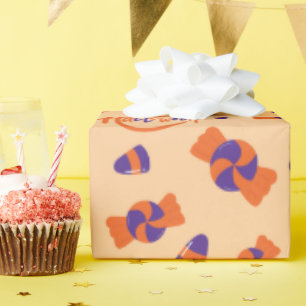 Nahtlose Halloween-Süßigkeiten und Bonbons Geschenkpapier