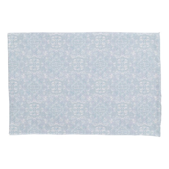 Nahtlose hellblaue, rosa und weiße Mandalase Kissenbezug (Vorderseite)