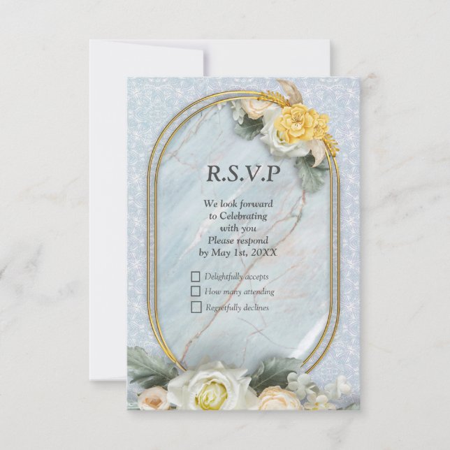 Nahtlose hellblaue, rosa und weiße Mandalase RSVP Karte (Vorderseite)