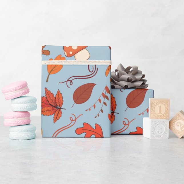 Nahtlose Herbstkastanien und Blätter Umschlagpapie Geschenkpapier (Babyparty)
