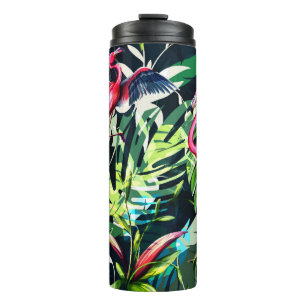 Nahtlose Hintergrundblumen. Tropischer verlass Thermosbecher