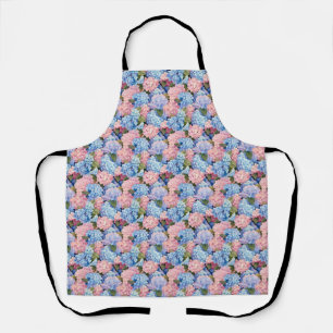 Nahtlose Hortensienblüten in Rosa und Blau Schürze