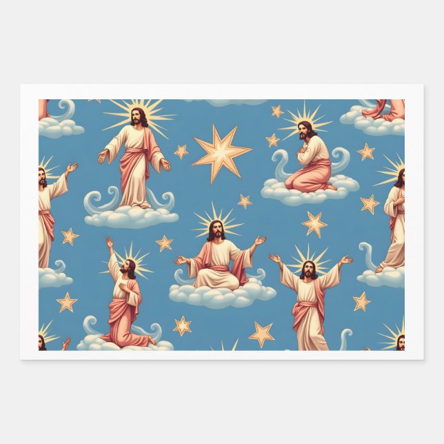 Nahtlose Jesus-Muster Religion geben dem Christent Geschenkpapier Set (Vorderseite)