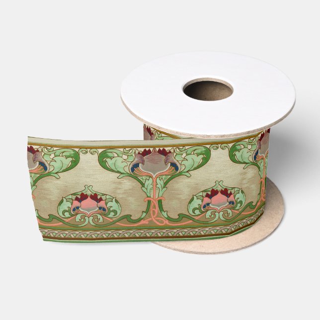 Nahtlose Jugendstil-Lotus-Blume Satinband (Spule)