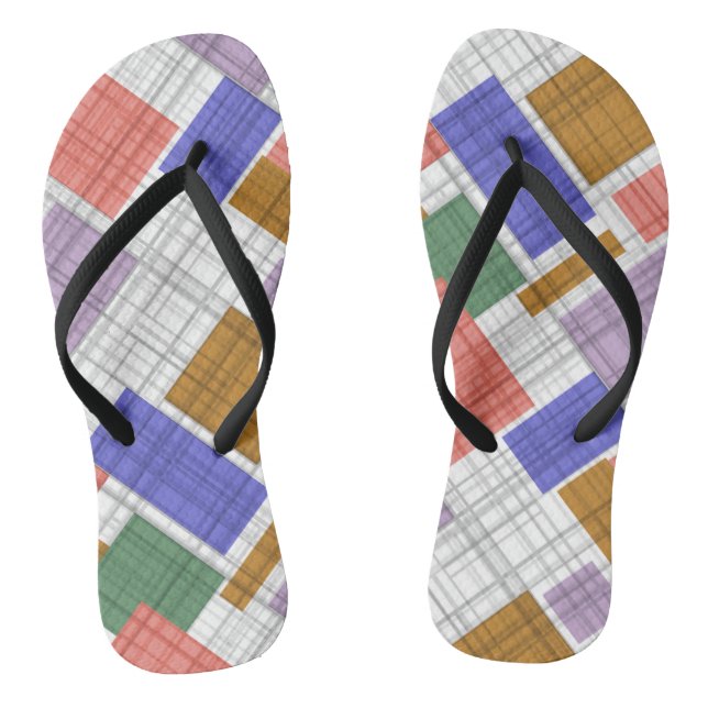 Nahtlose, karierte karierte geometrische Quadrate Flip Flops (Fußbett)