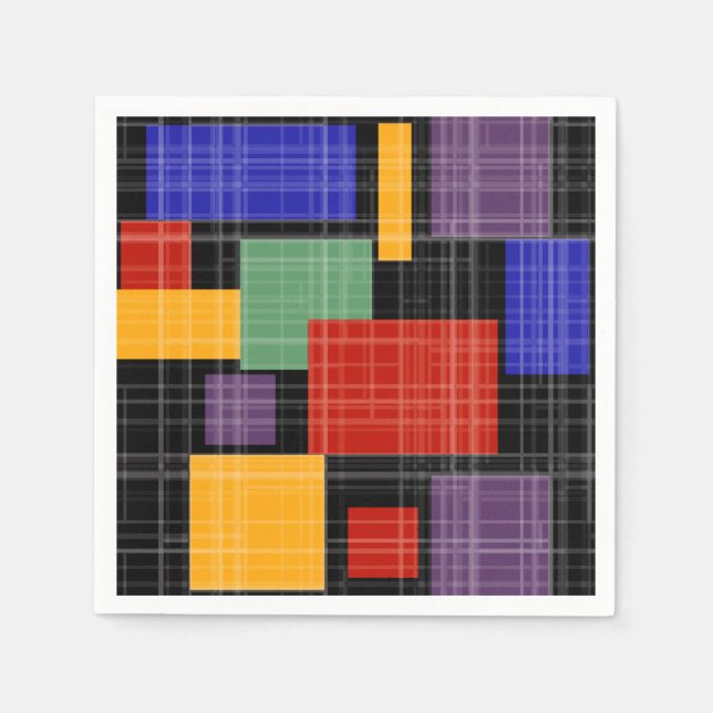 Nahtlose, karierte karierte geometrische Quadrate Serviette (Vorderseite)