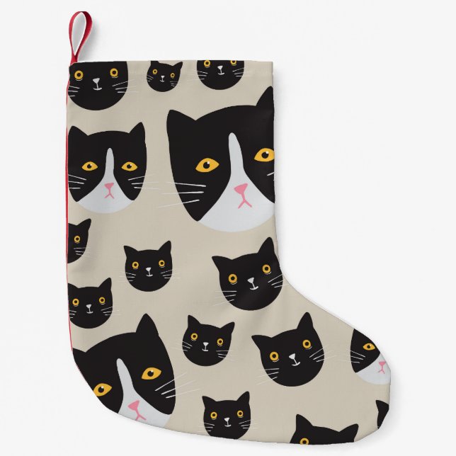 Nahtlose Katze, whimsical Muster Illustration. Kleiner Weihnachtsstrumpf (Vorderseite)