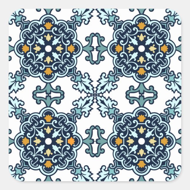 Nahtlose klassische Zierfliesen Quadratischer Aufkleber (Vorderseite)