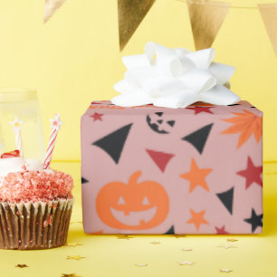 Nahtlose Kürbis, Sterne und Blätter Halloween Wrap Geschenkpapier