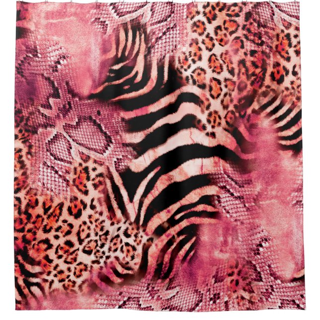 Nahtlose Leopardenmuster, abstrakter Zebra. Leopar Duschvorhang (Vorderseite)