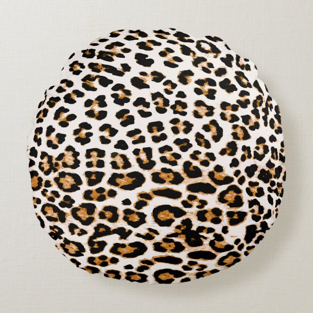 Nahtlose Leopardentextur, afrikanischer Tierdruck Rundes Kissen (Vorderseite)