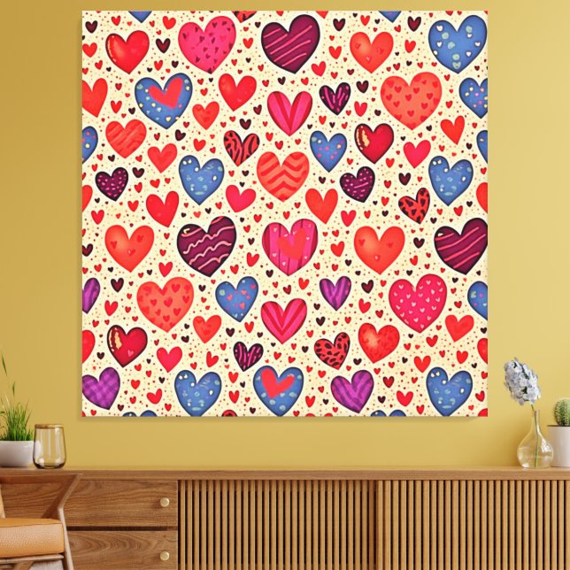 Nahtlose Liebe Herzdesign Kunst Leinwanddruck (Insitu (Wohnzimmer))