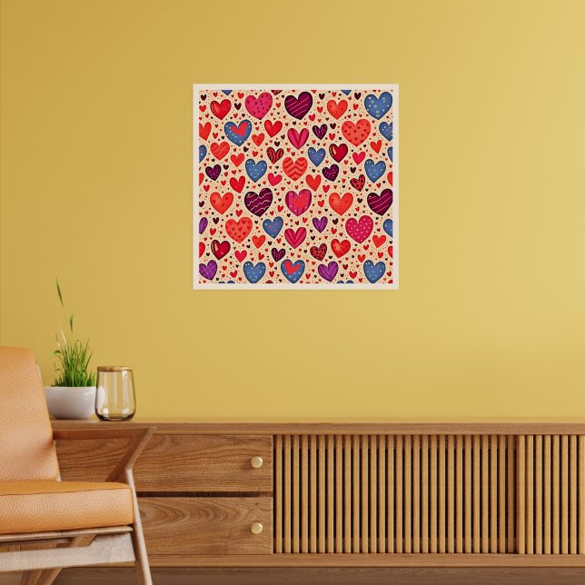 Nahtlose Liebe Herzdesign Kunst Poster (Wohnzimmer 2)