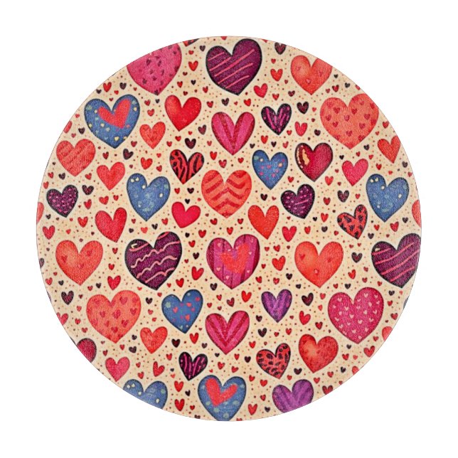 Nahtlose Liebe Herzdesign Kunst Schneidebrett (Vorderseite)