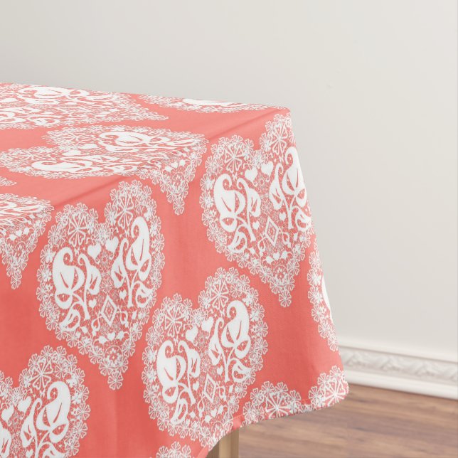 Nahtlose Liebe Valentinstag weißer Schnürsenkel Tischdecke (Beispiel)